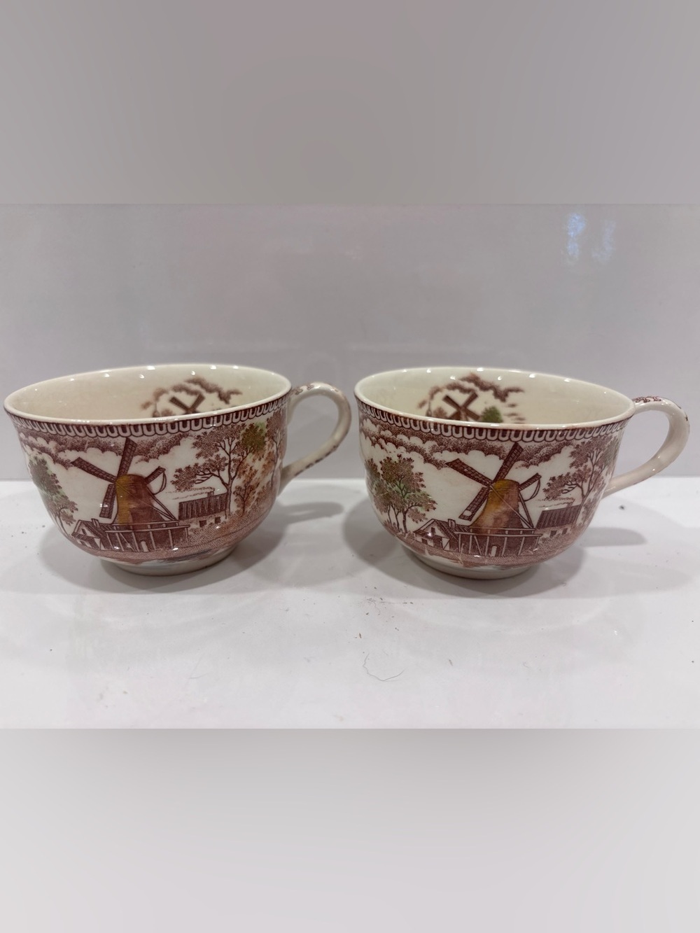 Vintage Style Brown Transferware Teacup - Classic Scenic Design